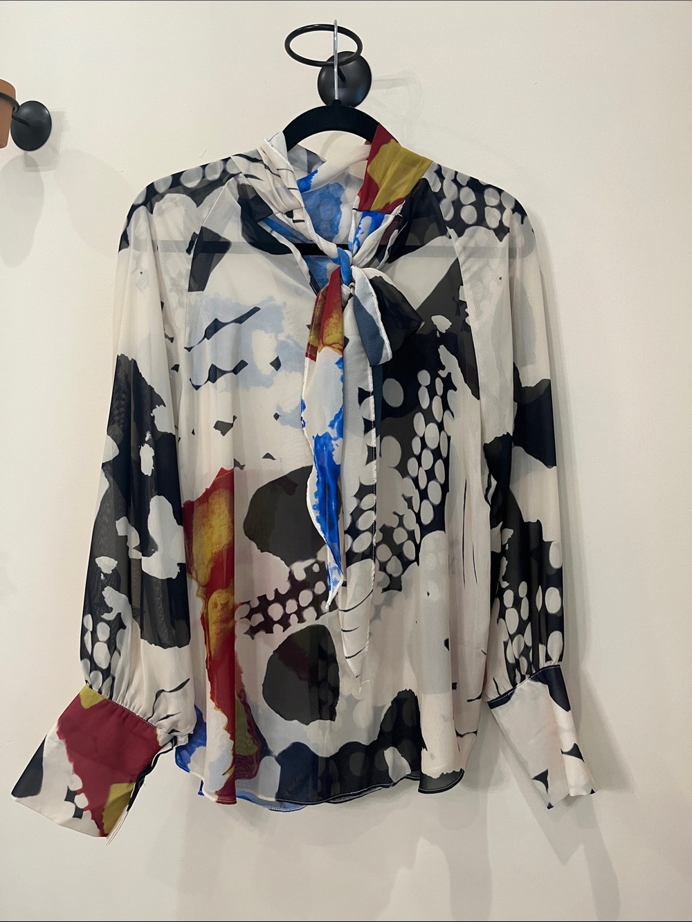 Print Top with Scarf Tie Neck Detail